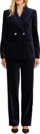 Trovata Finch Straight Leg Pant In Dark Sapphire Velvet