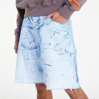 Heron Preston Mens Overdyed Spray Canvas Shorts - Light Blue Cotton - Size 29 (Waist)