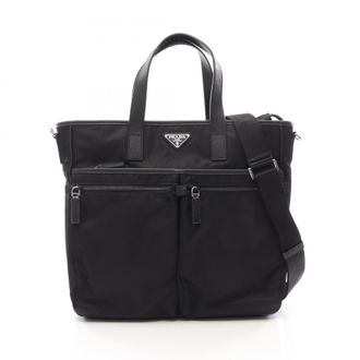 Prada Saffiano Black Nylon Saffiano Handbag Tote Bag (Pre-Owned)
