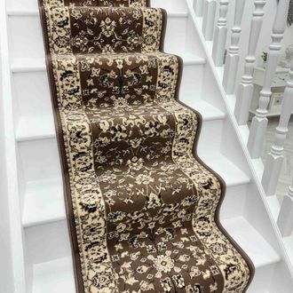 Runrug Stair Runner Carpet for Staircases - Soft & Comfy, 9mm - Traditional in Brown | Size: 60 cm x 690 cm