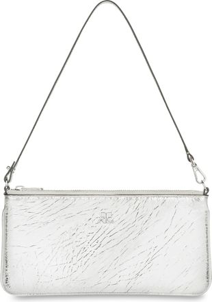 Courr&egrave;ges Rectangular Zipped Pouch in Crinkled Silver Leather