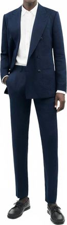 Tiger Of Sweden Tenuta Classic Slim Fit Linen Trousers In Midnight Blue