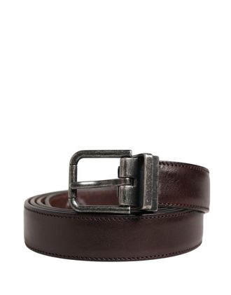 Dolce & Gabbana Men Brown Classic Leather Metal Buckle Mens Belt