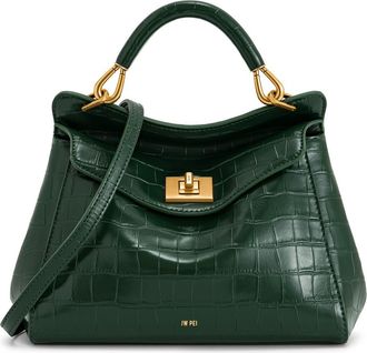 JW PEI Lucia Faux Leather Top Handle Bag in Green Croc at Nordstrom