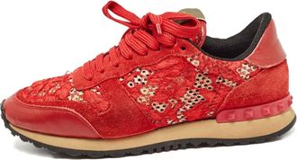 Valentino Garavani Sneakers con inserti in pizzo - Rosso