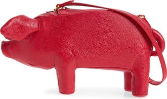 Thom Browne Baby Pig Pebbled Leather Shoulder Bag in Red at Nordstrom