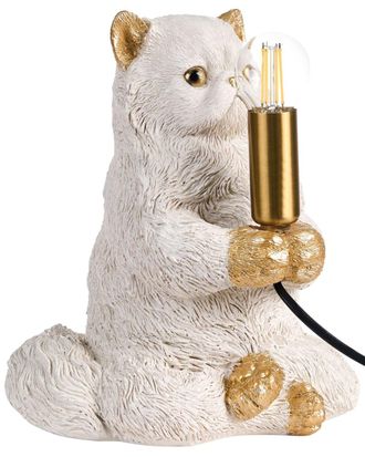 Beliani L&aacute;mpara de mesa gato blanco