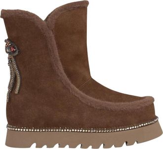 Alma En Pena Bootie met bontdetails gecombineerd - Dames - Winterlaarzen - Bruin - 37 EU - Schoenen
