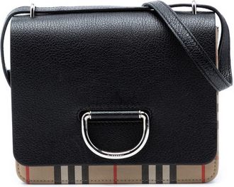 Burberry Pre-owned Burberry Small House Check Trimmed Goatskin D Ring Crossbody Ladies B7T3DDF1OB9BGMCF