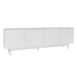 Urban Meuble Mueble de tv blanco de lujo con puertas texturizadas en forma de u