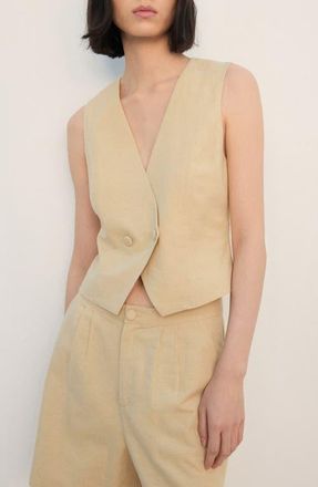 Mango Double Breasted Vest in Mustard at Nordstrom, Size X-Small
