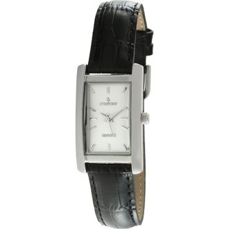Peugeot Classic Rectangular Contour Leather Watch- 34x20MM in Black at Nordstrom