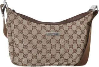 Gucci Pre-owned Shoulder Bags, female, Brown, Size: ONE SIZE Pre-owned Canvas Shoulder Bag