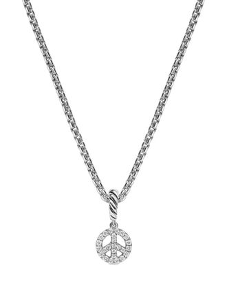 David Yurman Micro Pavé© Peace Sign diamond necklace - women - Sterling Silver/Diamond - One Size