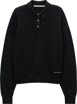 Alexander Wang Polo a maniche lunghe con applicazione logo - Nero
