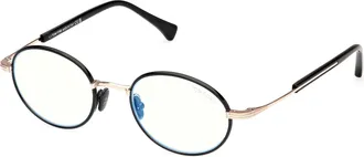 Tom Ford Mens 49 mm Shiny Black and Rose Gold Eyeglasses