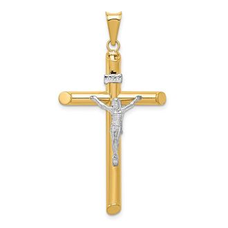 Diamond2Deal 14k Two-tone Gold Polished Crucifix Pendant