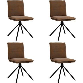 vidaXL Vidaxl - Sillas De Comedor 4 Unidades Piel De Ante Artificial Marr&oacute;n