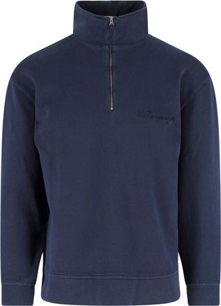 C.P. Company Blue High-Collar Half-Zip Cotton Sweatshirt