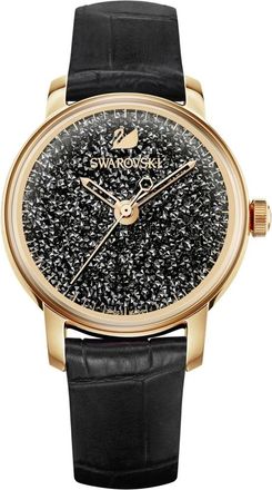 Swarovski Crystalline Hours Horloge - Dames - Accessoires - Zwart - Maat: ONE Size Leer