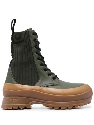 Stella McCartney Trace lace-up ankle boots - women - Polyurethane/Rubber/Fabric/Fabric - 35.5 - Green