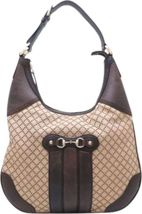 Gucci Pre-owned Shoulder Bags, female, Beige, Size: ONE SIZE Pre-owned Canvas Shoulder Bag