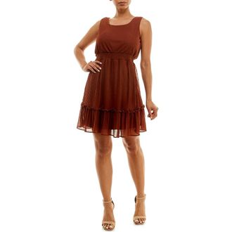 Nina Leonard Smocked Waist Dress in Brown at Nordstrom Rack, Size X-Large