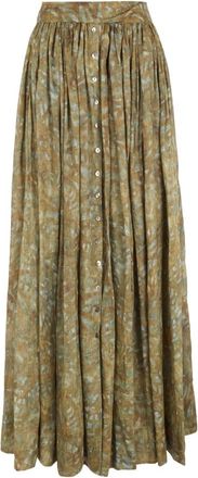 Cortana Lil- ramie rok val print- - Dames - Maxi Rokken - Geel - M - Rokken