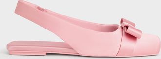 Charles & Keith Satin Bow Slingback Ballet Flats