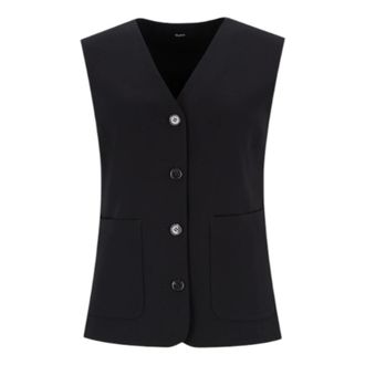 Theory Vests, female, Black, Size: M Zig Zag Vest in Satin Crepe