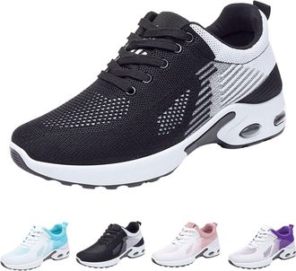 Generic Womens Air Cushion Road Running Shoes Wide Toe Box Fashion Gym Jogging Walking Sneakers Women Breathable Mesh Sports Lace up Arch Support Shoes Comfor