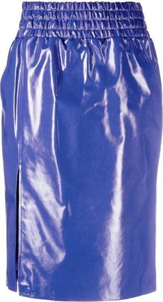 Tom Ford Royal Blue High-Shine Midi Rok - Dames - Midirokken - Blauw - 3XS - Leer - Rokken