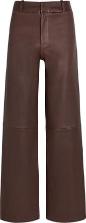 Arma Marina Wide-leg Leather Trousers - Brown - 38 (UK10 / S)
