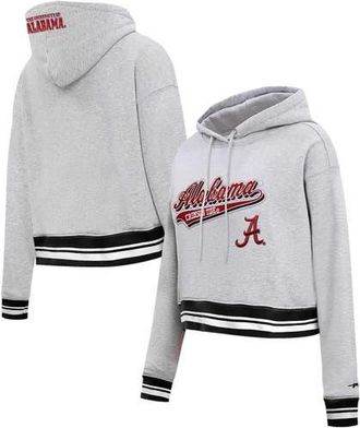Pro Standard Womens Pro Standard Heather Gray Alabama Crimson Tide Script Tail Fleece Cropped Pullover Hoodie at Nordstrom, Size Medium