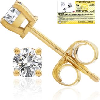 MAX + STONE 14k Yellow/White Gold 1/4-2 Carat IGI Certified Lab Grown Diamond Stud Earrings