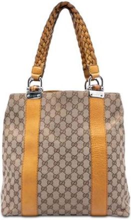 Gucci Pre-owned Handbags, female, Beige, Size: ONE SIZE Pre-owned Vintage Tote