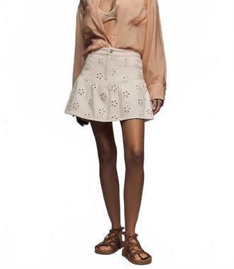 Saylor Pippi Daisy Eyelet Denim Mini Skirt In White