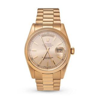 Rolex Pre-owned Rolex Day-Date Automatic Chronometer Champagne Dial Unisex Watch 118208 CSP