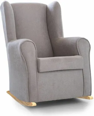 Home Heavenly Home Heavenly - Mecedora Orejera PANDORA para lactancia y lectura. Sillón con balancín blanco. Color: Gris Pata Madera