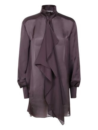 sacai ruffled high-neck blouse - Brown
