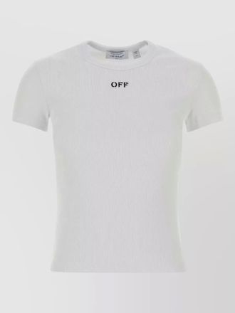 Off-white stretch cotton t shirt short sleeves crew neck