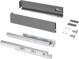 Emuca Emuca - Caj&oacute;n Exterior Protone 30kg Con Gu&iacute;as De Extracci&oacute;n Total Y Cierre Suave, Altura 93mm, Profundidad 450mm, Acero, Gris Antracita