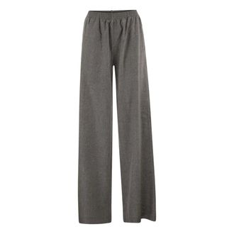 Fabiana Filippi Pantalones de franela de lana virgen con cintura el&aacute;stica - Trousers - Mujer - Marr&oacute;n - XS