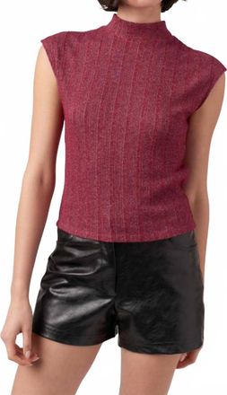 Bloomingdale's Could Be Us Mock Neck Sweater Rib Tee In Radiant Orchid