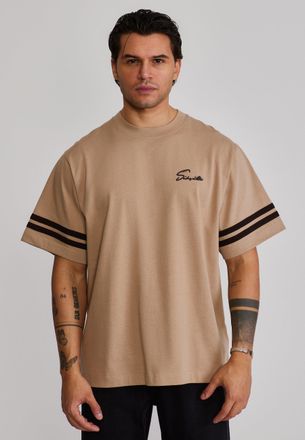 Siksilk Camiseta de Hombre Beige Script XXL