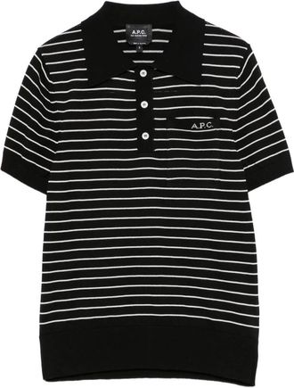 A.P.C. Polo Aline - Dames - Polos - Zwart - M - Katoen - Tops