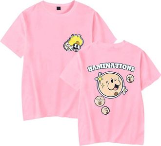 Generic Haminations Varsity Mode Print T-Shirt Men Women O-Neck Fashionable Short Sleeve (Pink,M)