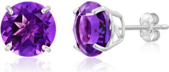 MAX + STONE 14k Yellow or White Gold 9mm Round Large Gemstone Stud Earrings