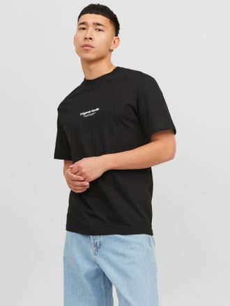 Jack & Jones Rundhalsshirt JACK & JONES JORVESTERBRO TEE SS CREW NECK NOOS, Herren, Gr. S, schwarz, Jersey, Obermaterial: 100% Baumwolle, bedruckt, relaxed fit nor