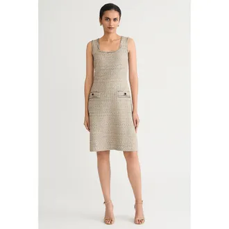 Ming Wang x Tanya Foster Shimmer Tweed A Line Dress in Gold/black at Nordstrom, Size X-Large